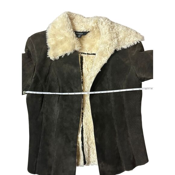Express vintage suede leather Sherpa lined jacket M - Picture 5 of 12